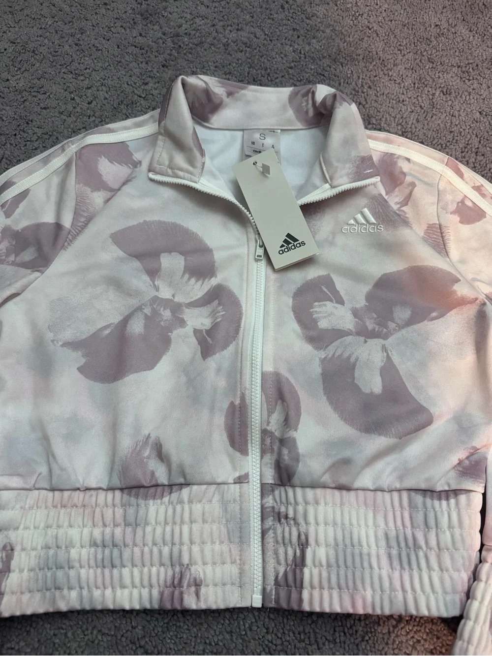 adidas Girls' Pale Pink Floral Zip Track Jacket